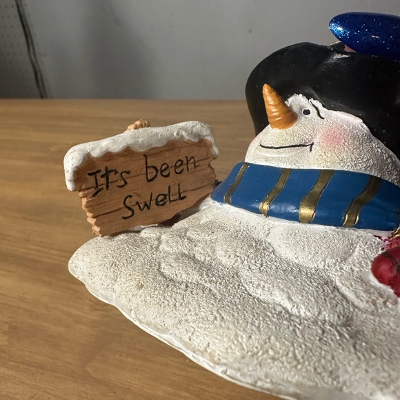 Christmas winter it’s been swell melted snowman tall candle holder - Picture 2 of 5